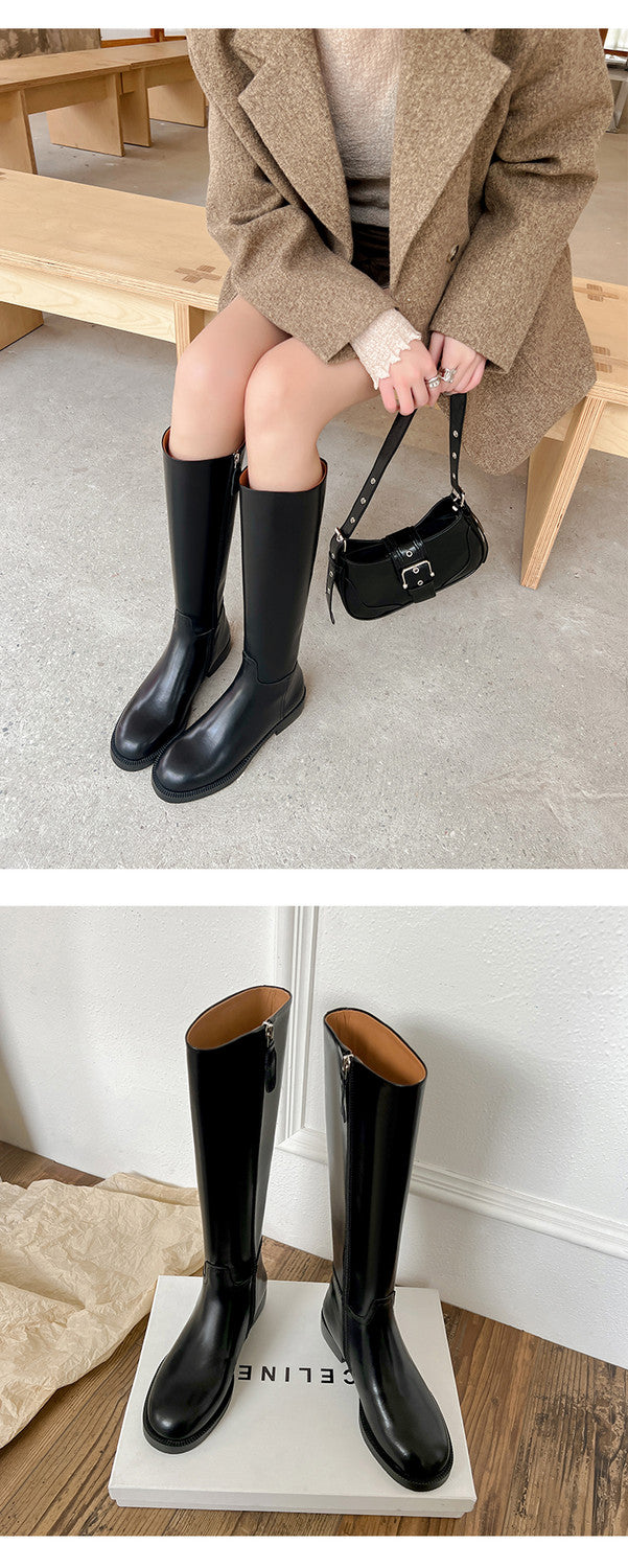 Karin Luna In Stock In-stock Basic Classic Timeless Round Toe Casual Riding Boots