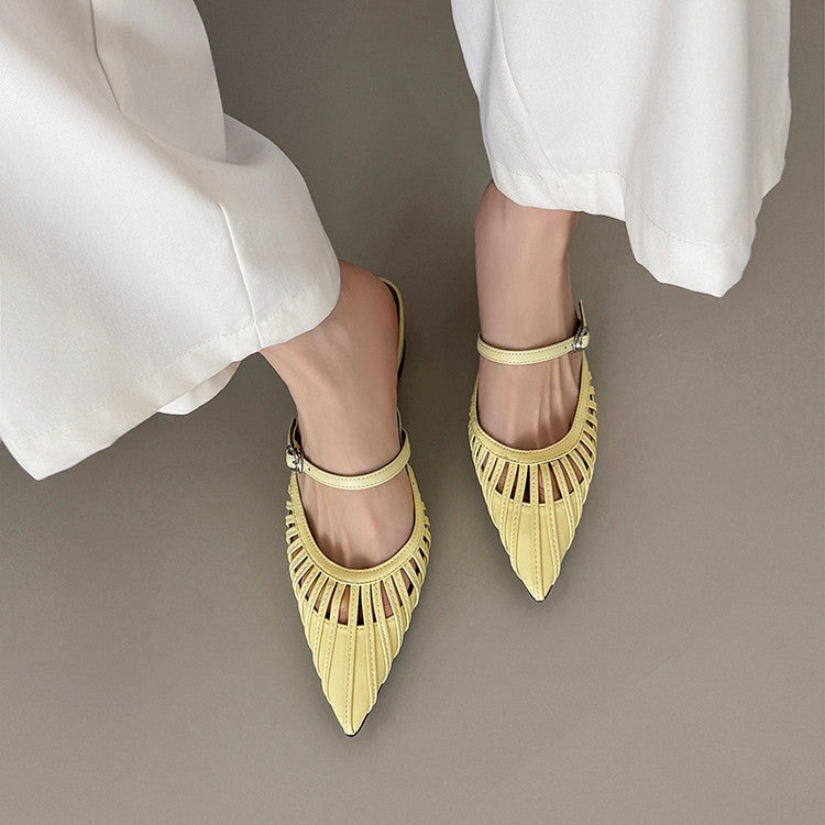 Karin Luna Casual Feel~In stock Pointed Toe Hollow Design Note Pointed Toe Slippers