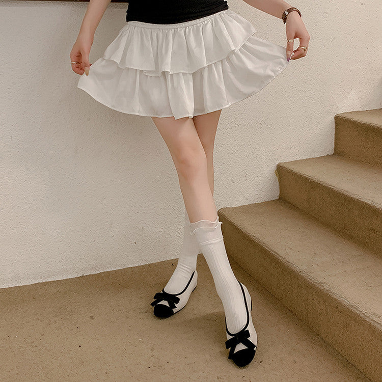 Karin Luna In Stock Spot Goods    Color Block Sweet Bowknot Hidden Wedge Shallow Mouth Flats