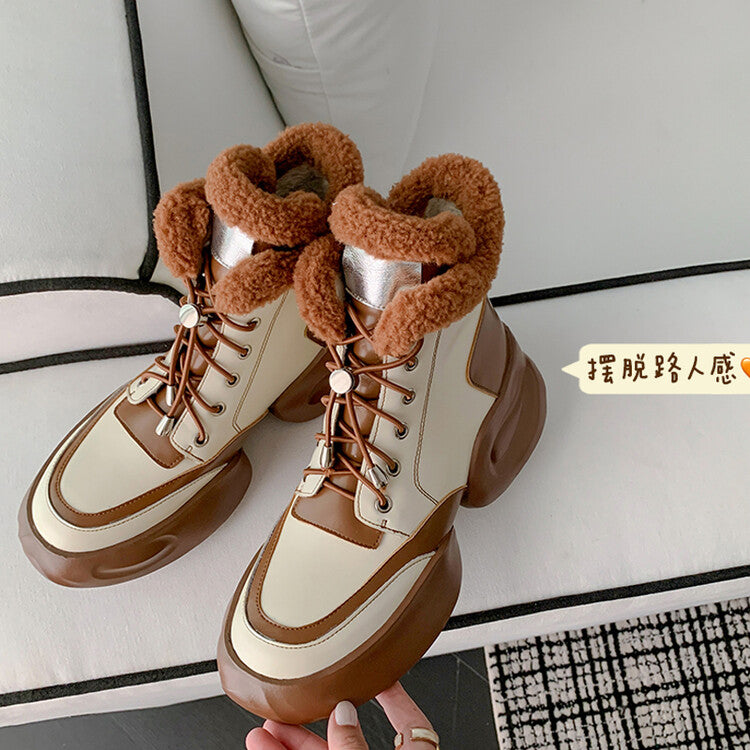 Karin Luna In Stock  Spot Goods  Hot-selling Sports Thick Sole Thickened Fur Snow Boots Full cowhide