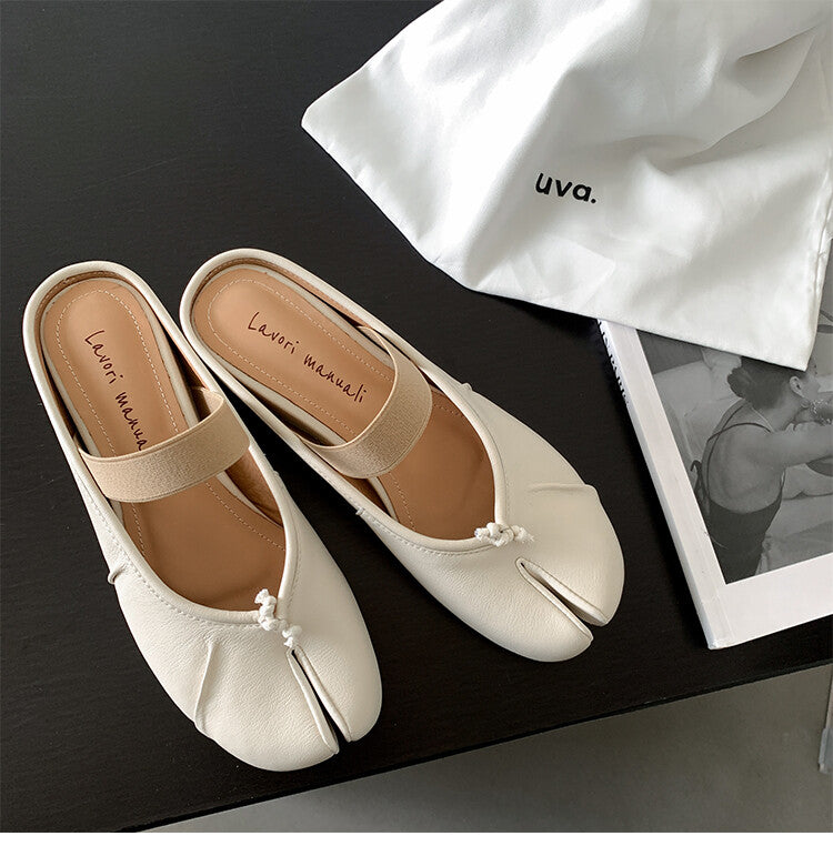 Karin Luna Classic Split-Toe Shoes  Explosive Pattern One-Strap Mary Jane Height-Increasing Full Leather Closed-Toe Slippers