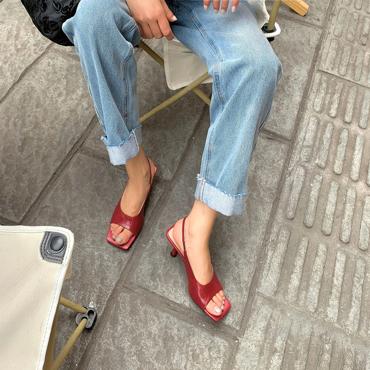 Karin Luna Classic Style Square Toe Open Toe French Retro Sandals