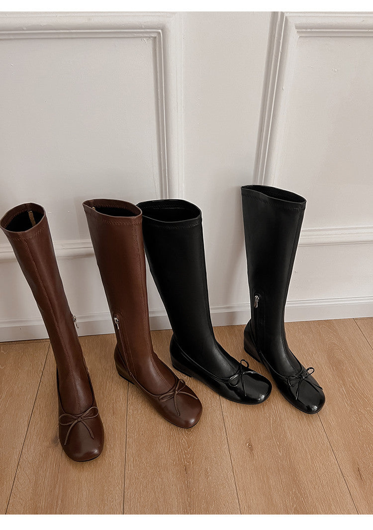 Karin Luna In Stock Spot Goods  Butterfly Knot Round Toe Hidden Heel Boots