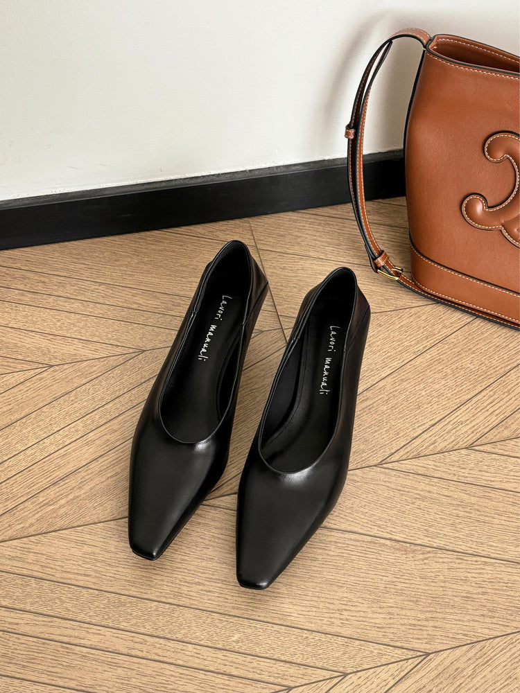 Karin Luna In Stock In Stock ~Basic Versatile French Style Small Square Toe Shallow Mouth Single Shoes