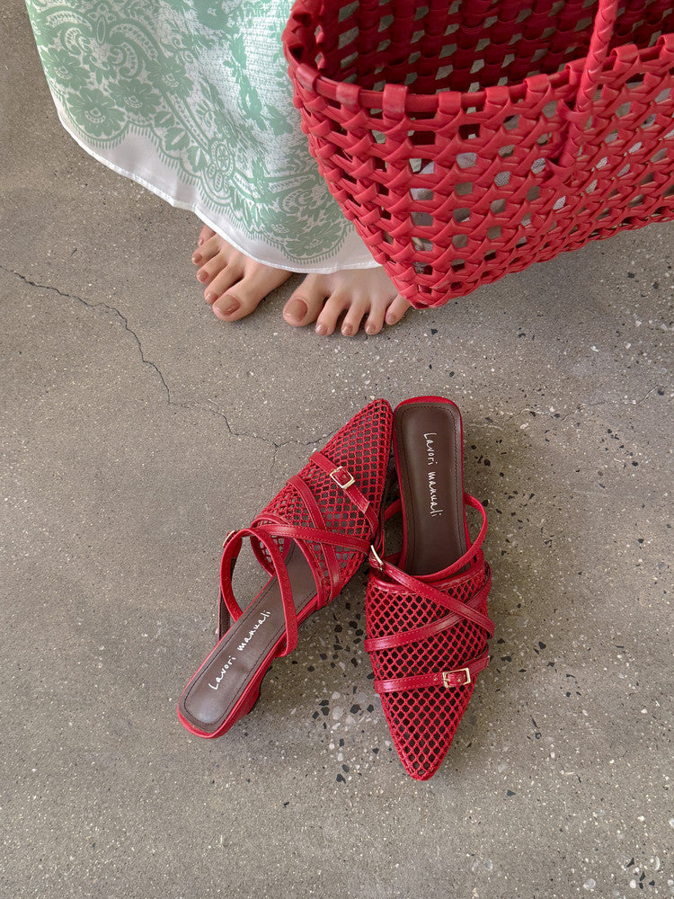 Karin Luna In Stock  Spot Goods  Mesh Series Elegant Closed-Toe Belt Buckle Slippers