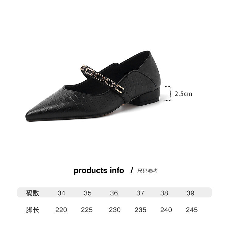 Karin Luna has prepared stock  Metal Fasteners Commuting Style Pointed Toe Chunky Heel Stone Pattern Large Single Shoes