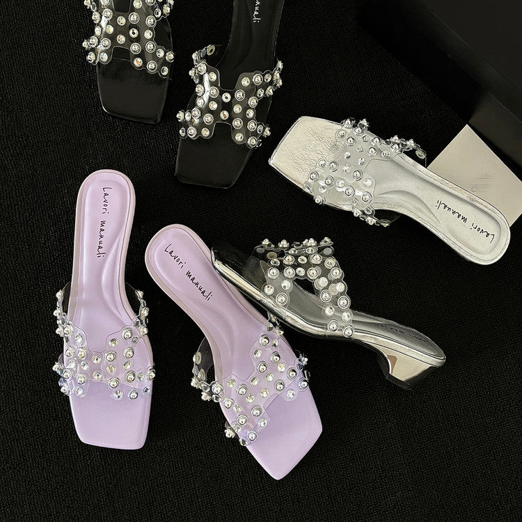 Karin Luna In Stock Spot Goods Classic versatile transparent sequin slippers