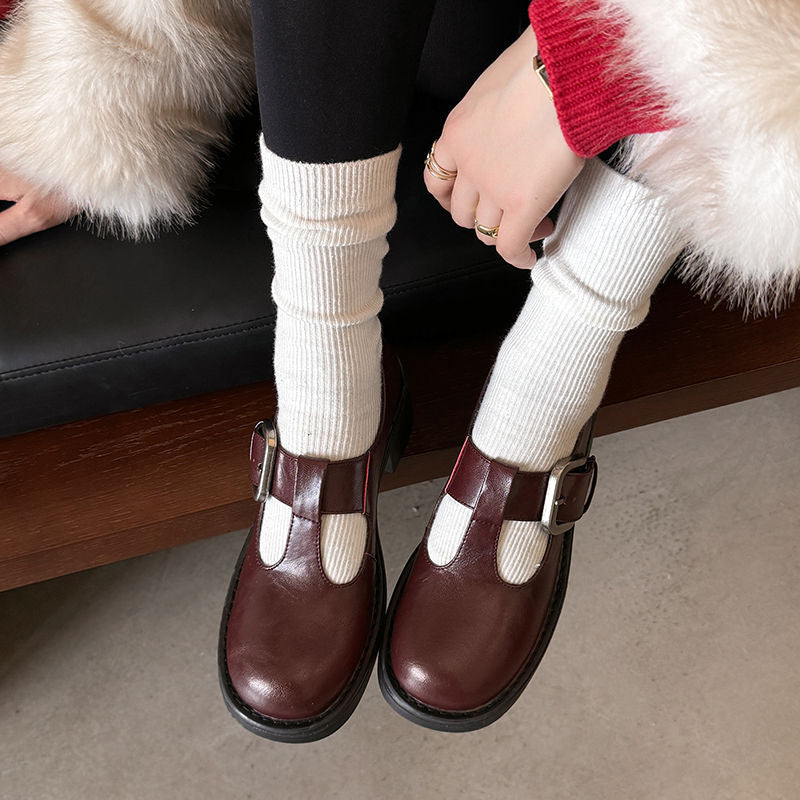 Karin Luna In Stock Spot Goods round Head t Round Toe British Style Single Shoes