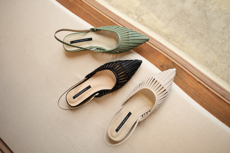Karin Luna Bestseller Spot Goods French Retro Style Thin Strap Flat Heel Closed Toe Slippers