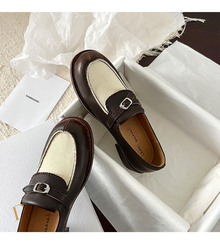 Karin Luna Casual Shoes Series~  In stock Classic color-blocking British style deep-mouth single shoes