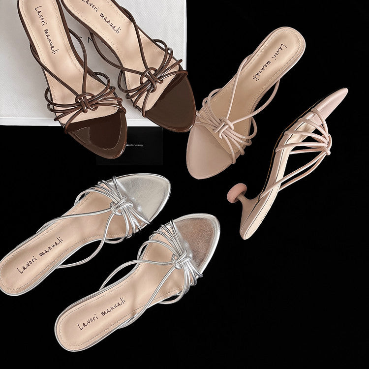Karin Luna In Stock In Stock  In Stock Round Toe Cross Hollow Round Toe Stiletto Slippers