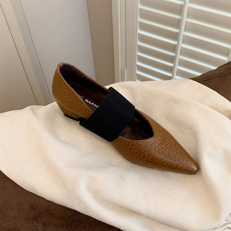 Karin Luna  Popular Pointed Toe Hidden Heel Strap Single Shoes
