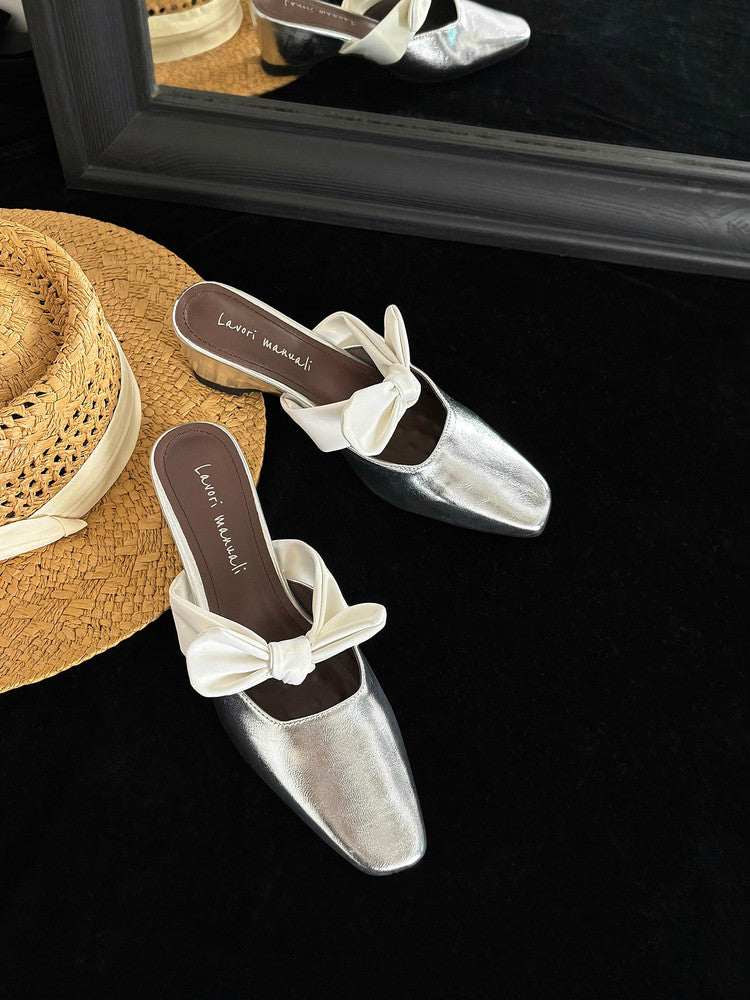 Karin Luna In Stock In Stock  Fluffy feel Bowknot Closed-Toe Slippers