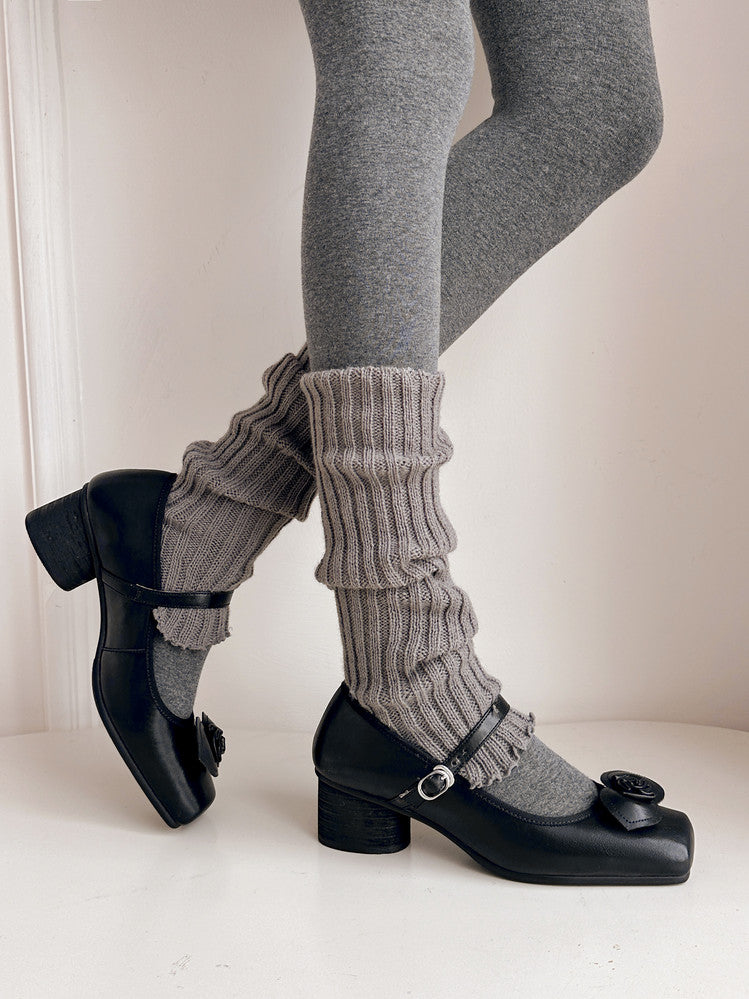 Karin Luna In Stock Spot Goods  Vintage Three-Dimensional Camellia Square-Toed Mary Jane Shoes