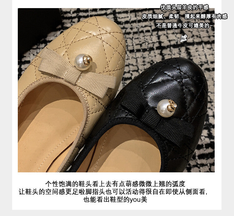 Karin Luna In Stock Spot Goods  Dior's popular retro flat rhombus-pattern granny shoes First Layer Sheepskin Full leather inside and out