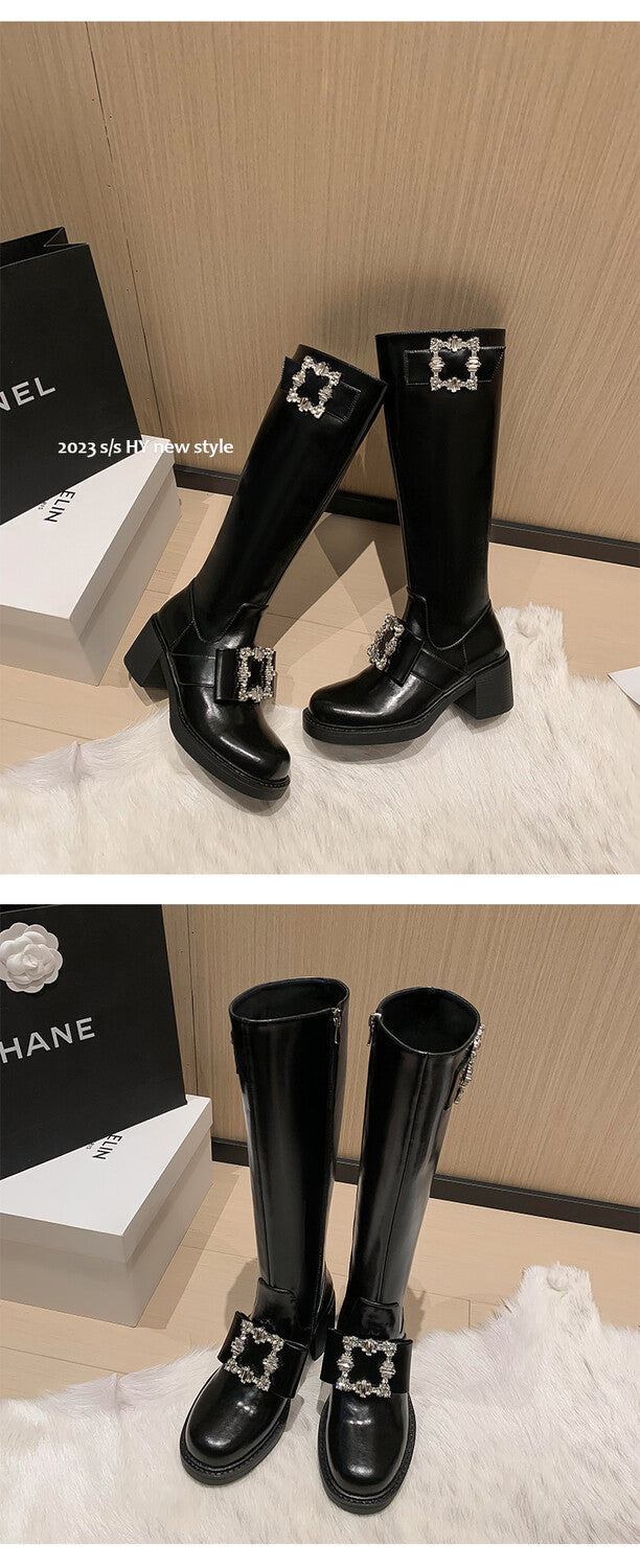 Karin Luna has prepared stock  Custom Large Square Buckle Bowknot Fastener Elegant Long Boots
