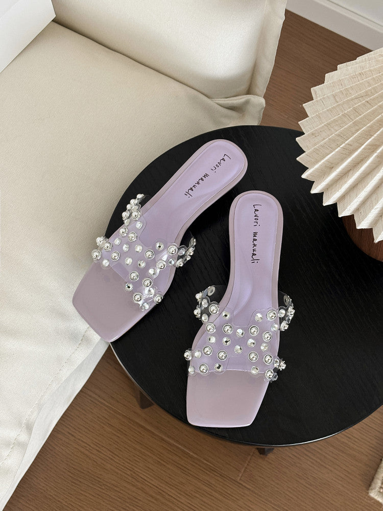 Karin Luna In Stock Spot Goods Classic versatile transparent sequin slippers
