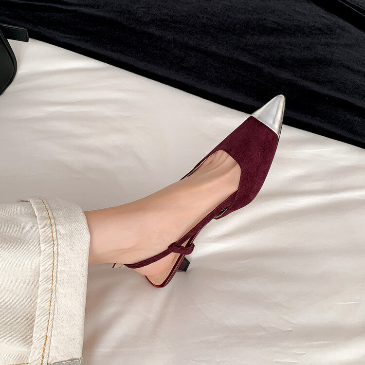 Karin Luna In Stock 24New Year's stock is now available Color Block Pointed Toe Full Leather Sandals