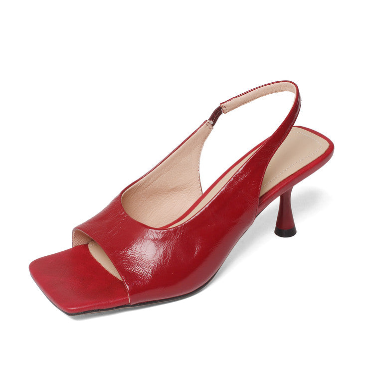 Karin Luna Classic Style Square Toe Open Toe French Retro Sandals
