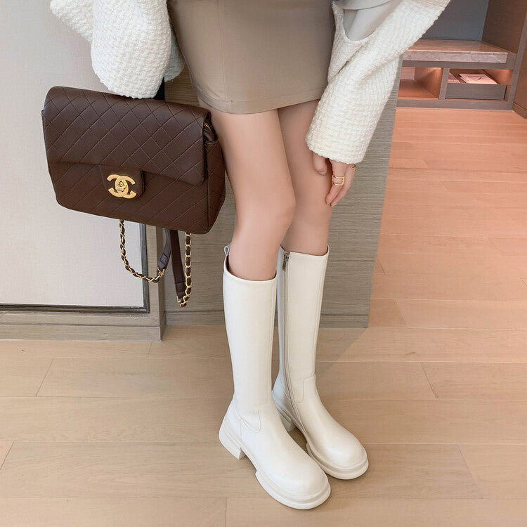 Karin Luna In Stock Spot Goods  Always in stock  Classic Basic Style Round Toe Thick Sole Knight Boots