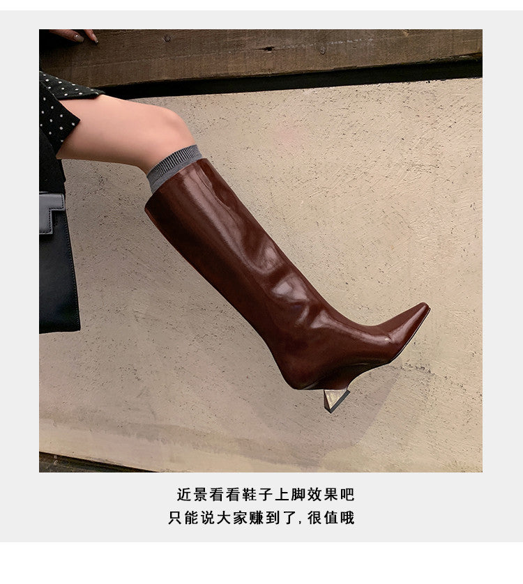 Karin Luna European and American Style Unisex Square-Toed Long Boots