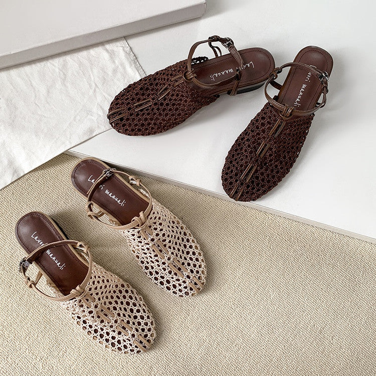 Karin Luna In Stock Spot Goods  Resort Style Series~Casual woven closed-toe flat sandals