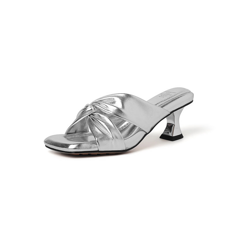 Karin Luna In Stock Spot Goods   Absolutely amazing4Color Cross Strap Thick Heel Square Toe Soft Slippers