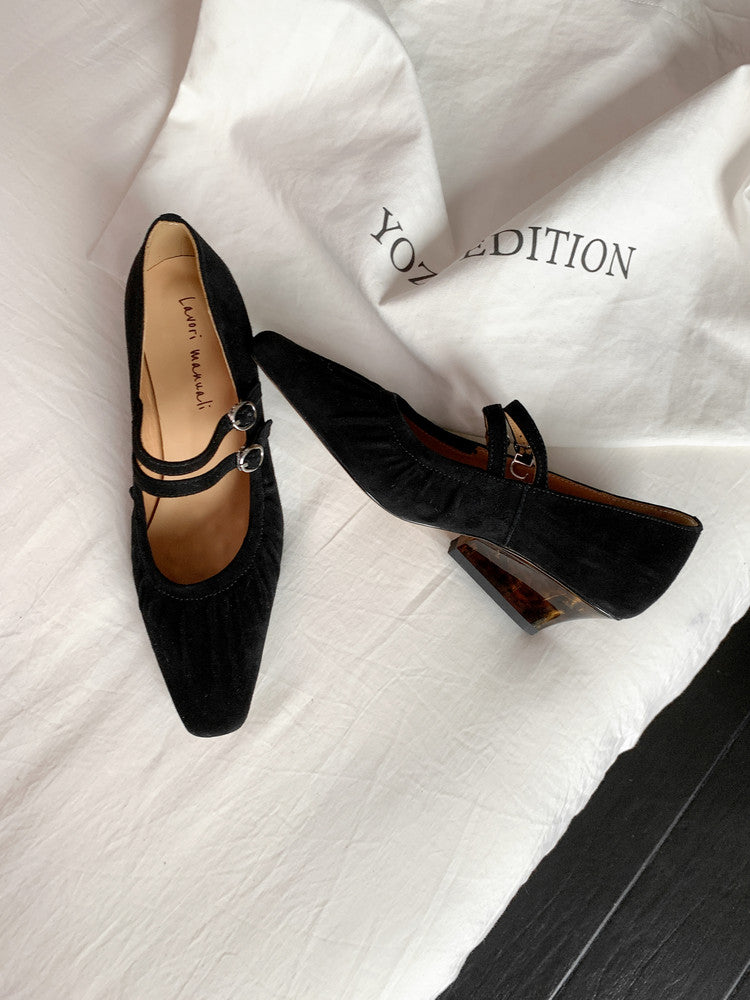 Karin Luna Full Leather Inside and Out Popular Element Amber Heel Elegant French Style Single Shoes