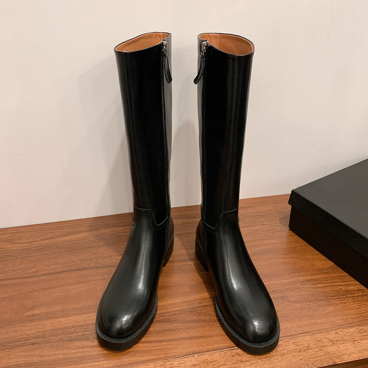 Karin Luna In Stock In-stock Basic Classic Timeless Round Toe Casual Riding Boots
