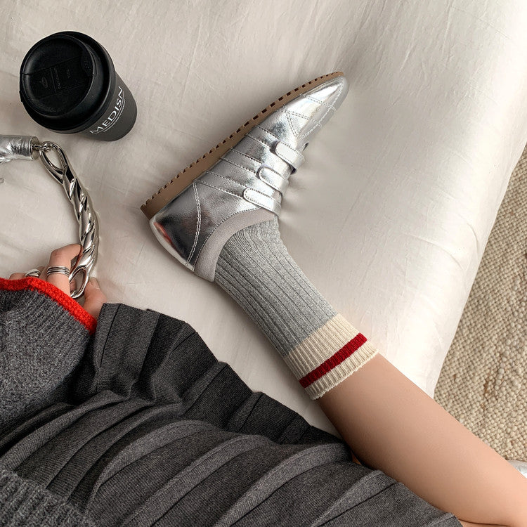 Karin Luna Casual Shoes Series~  In Stock In Stock Magic Tape Round Toe Internal Height Increase Single Strap Flats