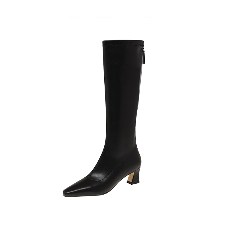 Karin Luna In Stock In Stock  Square Toe Chunky Heel Korean Style Elegant Long Boots
