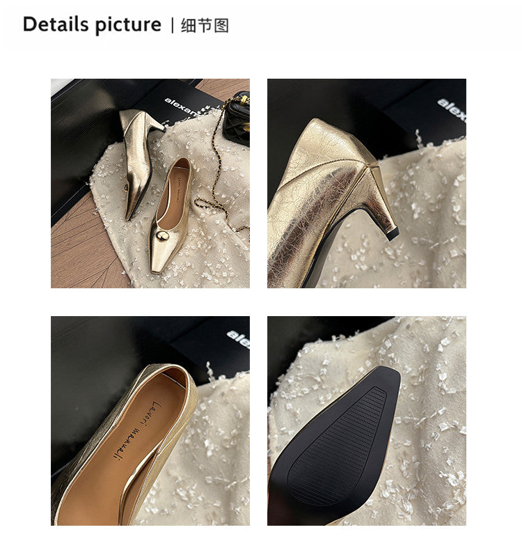Karin Luna In Stock In Stock ~Basic Versatile French Style Small Square Toe Shallow Mouth Single Shoes