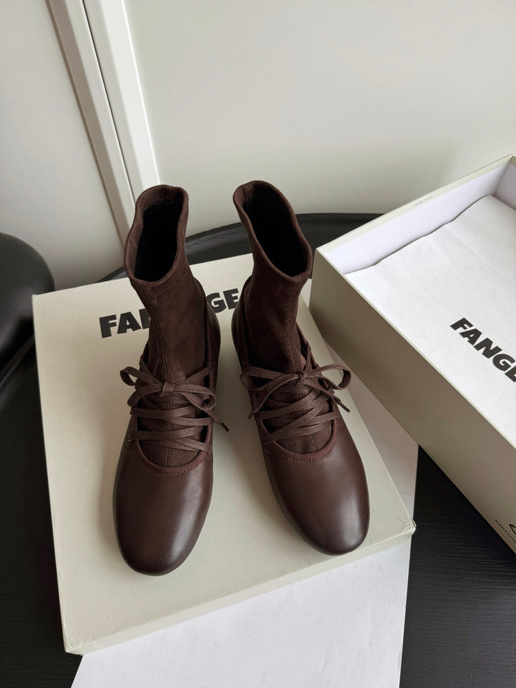 Karin Luna Round Toe Internal Height Increase Lace-up Ankle Boots