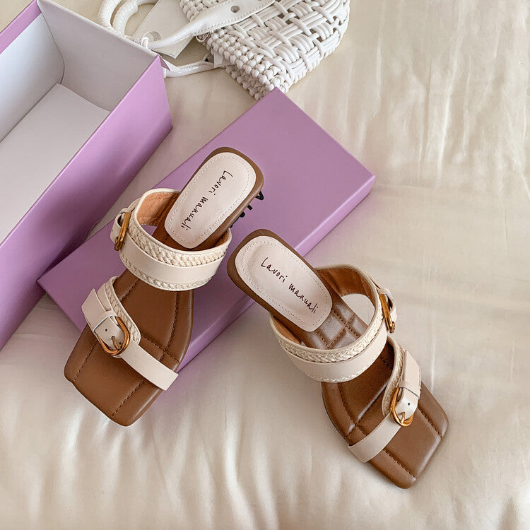 Karin Luna Hot-Selling In Stock  Retro Wedge Belt Square Toe Irregular Heel