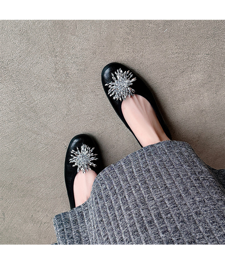 Karin Luna Full Leather Inside and Out~Gorgeous Fireworks Flat Granny Shoes