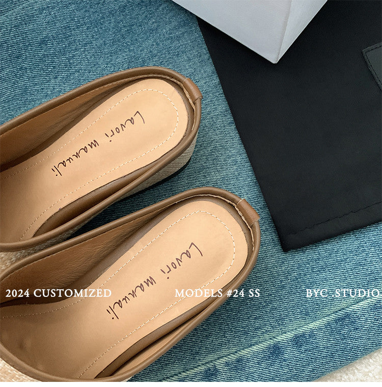Karin Luna In Stock Spot Goods Baotou Vacation Style Height-Increasing Slippers