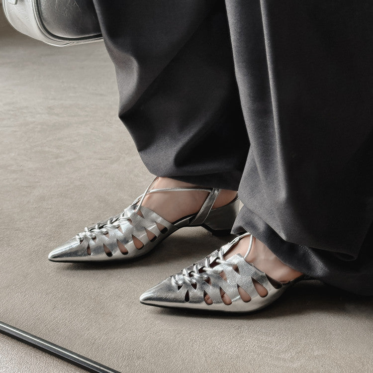 Karin Luna Braided Style ~Cross-woven Pointed Toe Closed-toe Sandals