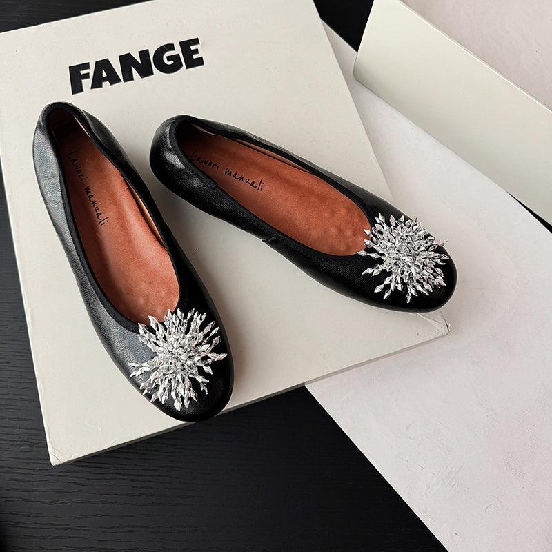 Karin Luna Full Leather Inside and Out~Gorgeous Fireworks Flat Granny Shoes