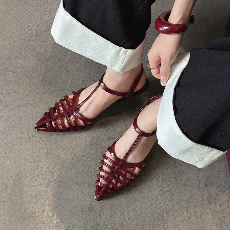 Karin Luna French Hollow Toe Metal Heel Elegant Sandals