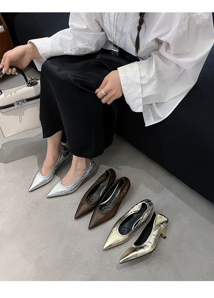 Karin Luna In Stock Spot Goods    Vintage Classic Style Shallow Mouth Single Shoes