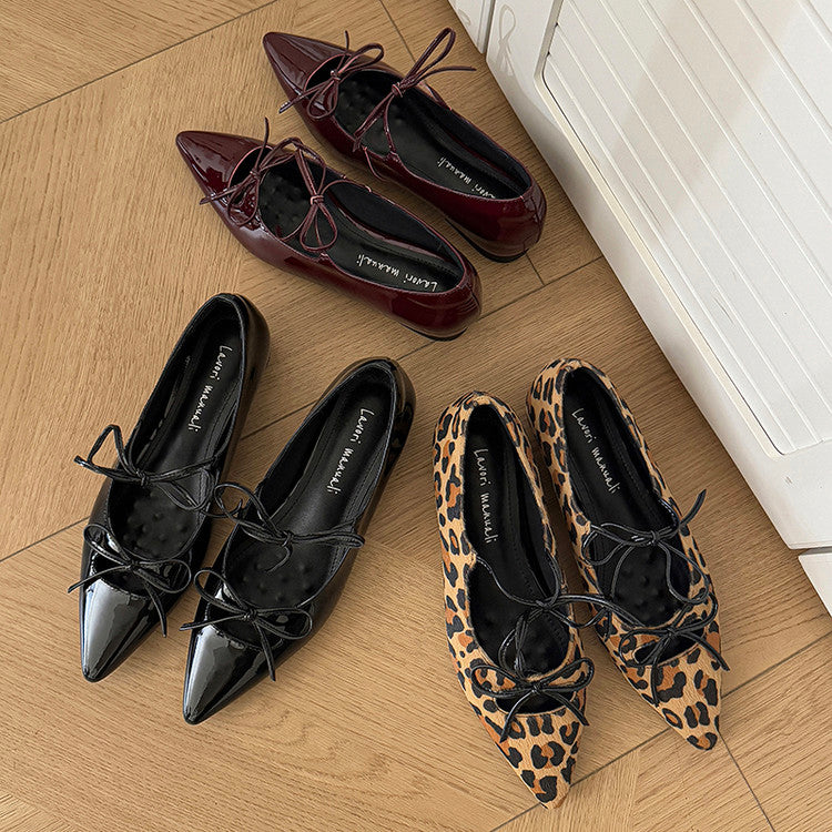 Karin Luna In Stock Spot Goods  Hot-selling Element Bowknot Square Toe Pointed Toe Single Shoes