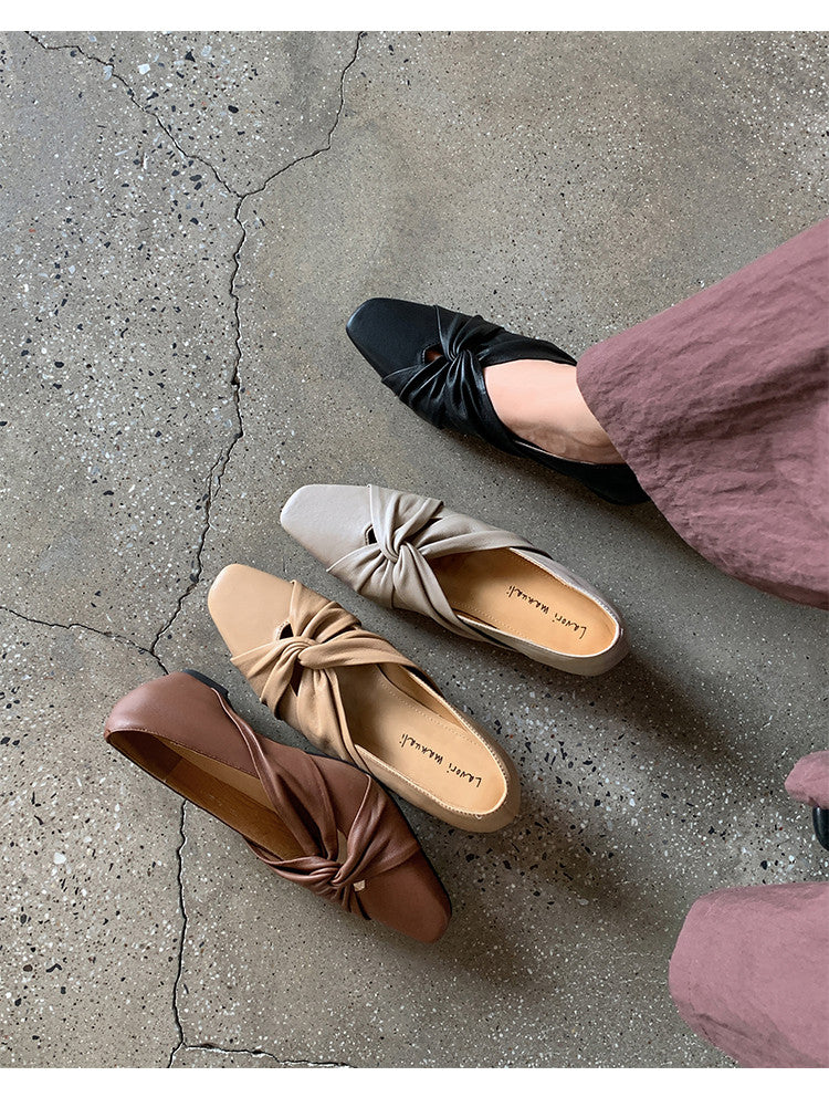 Karin Luna Cross Design Square Toe Hidden Wedge Shoes