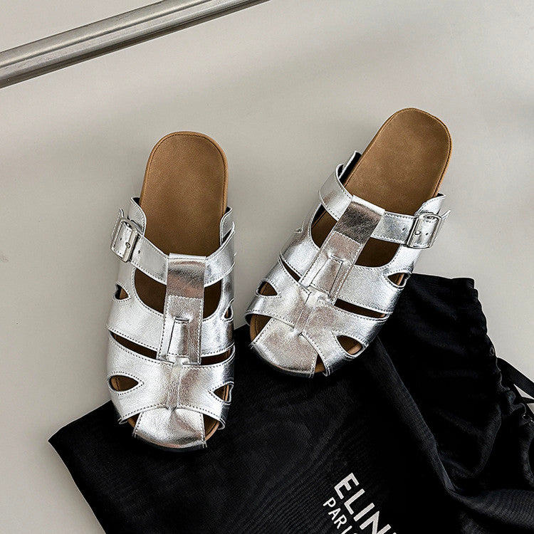 Karin Luna Full Layer Inside and Out~Basic Versatile Perforated Round Toe Birkenstock Slippers