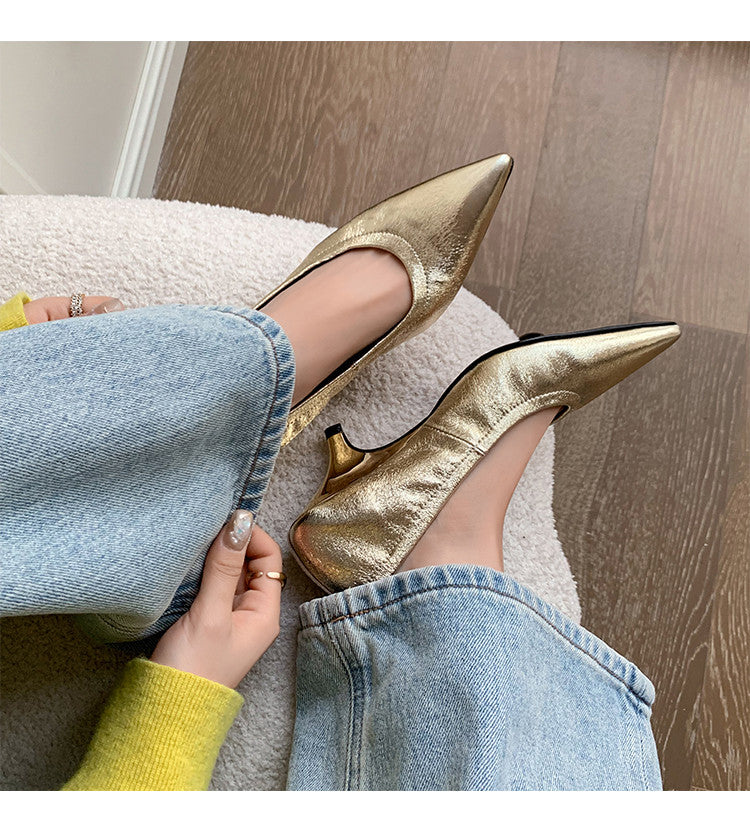 Karin Luna In Stock Spot Goods    Vintage Classic Style Shallow Mouth Single Shoes