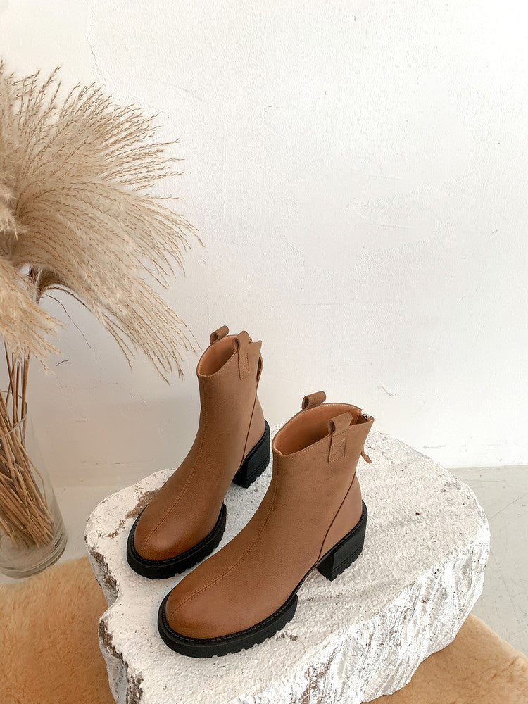 Karin Luna In Stock Versatile Round Toe Chunky Heel Ankle Boots