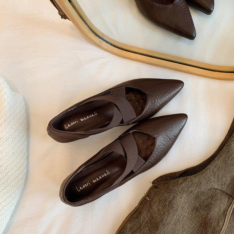 Karin Luna In Stock  Spot Goods  a Large Number of Spot Goods Pointed Toe Cross Strap Hidden Wedge Shoes