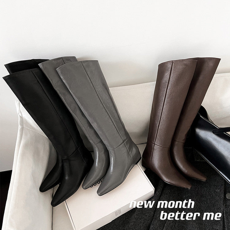 Karin Luna Elegant Style Slanted Inner Height-Increasing Long Boots