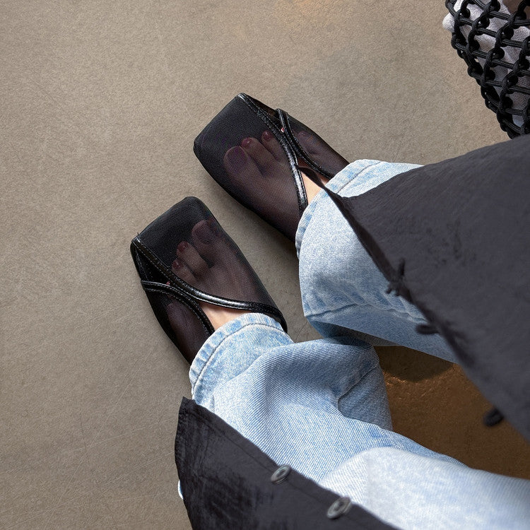 Karin Luna In Stock Spot Goods  Square Toe Mesh Sandals