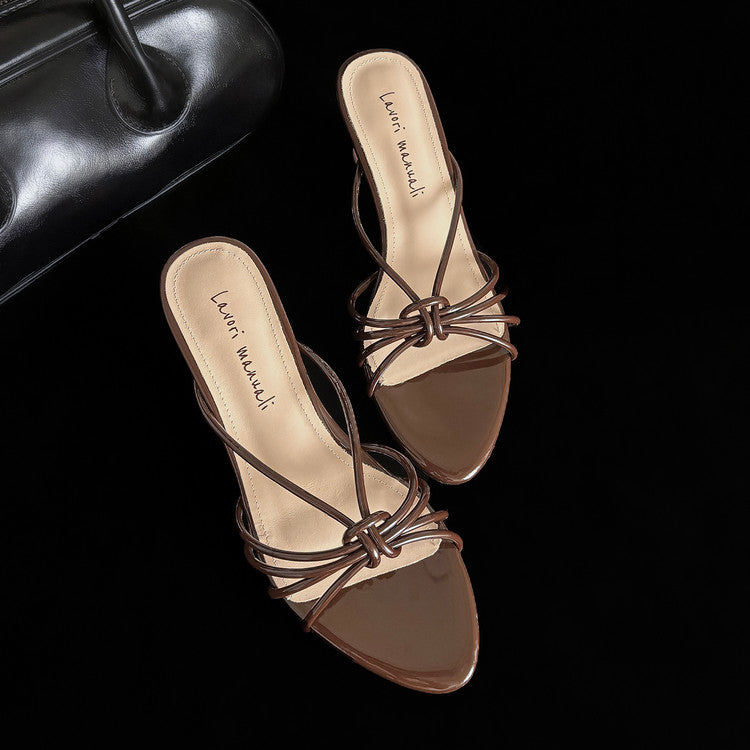 Karin Luna In Stock In Stock  In Stock Round Toe Cross Hollow Round Toe Stiletto Slippers