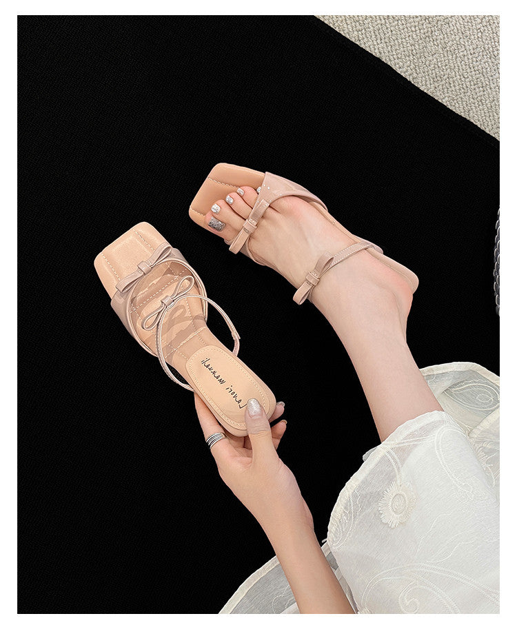 Karin Luna Hot Item Hot Item Self-Flow Square-Toe Irregular Heel Slippers